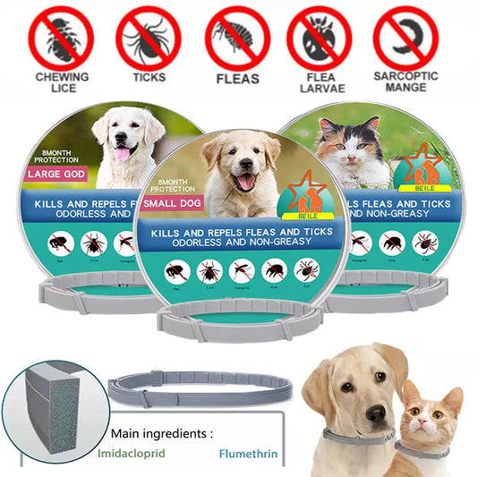 Collier anti-puces et anti-tiques pour chiens et chats.